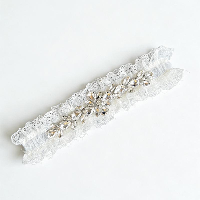 European Lace Garter with Inlaid Crystal Rhinestones for Brides