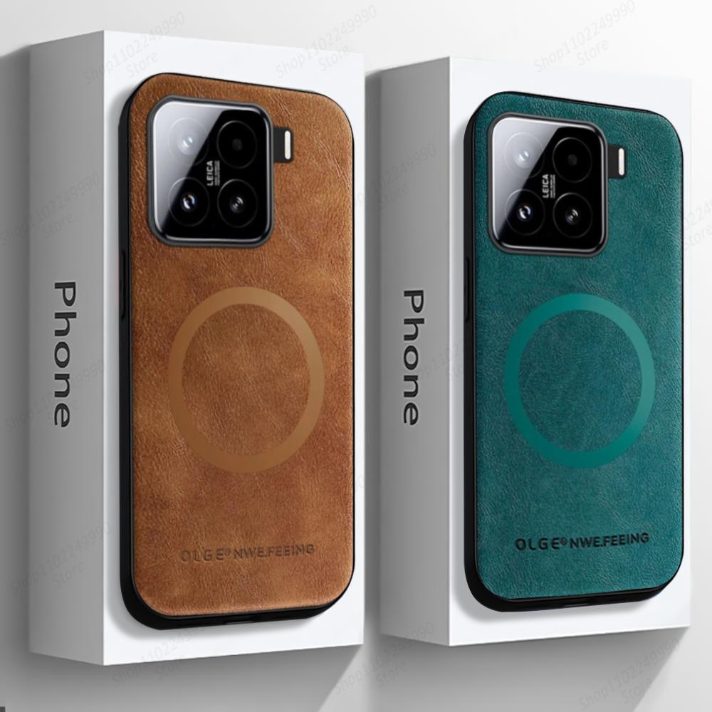 Luxury Leather Magnetic Phone Case For Xiaomi 14T 15 13T 12T 11T Pro 12S Ultra 13 Lite For Magsafe Wireless Charge Protect Cover