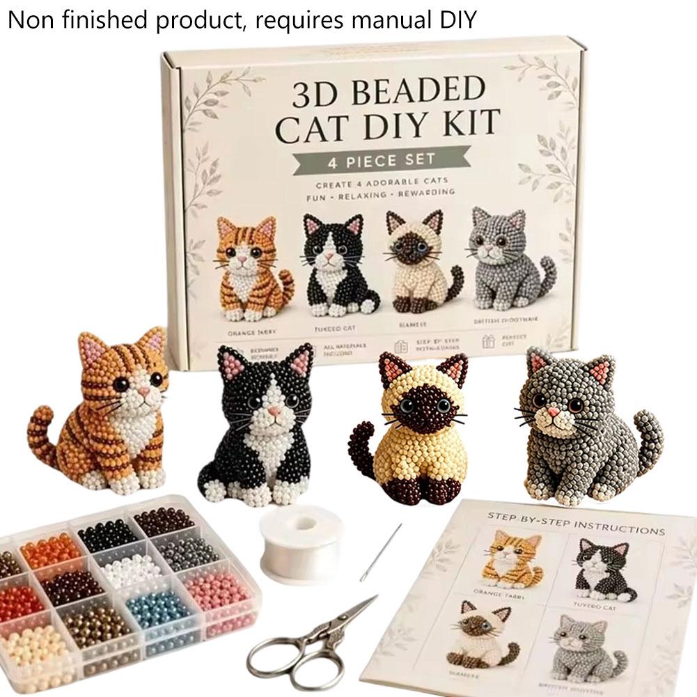 Tiny 3D Beaded Animal Kit Easy DIY Beading Bead Art Craft Kit with Colorful Beads Accessories for Beginners Craft Enthusiasts
