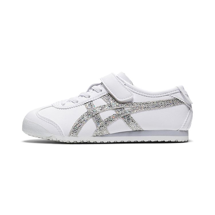 ONITSUKA TIGER Candy Glitter Mexico 66 Comfortable Low-Top Kids Running Shoes Kids Sneaker White Silver 1184A172-100
