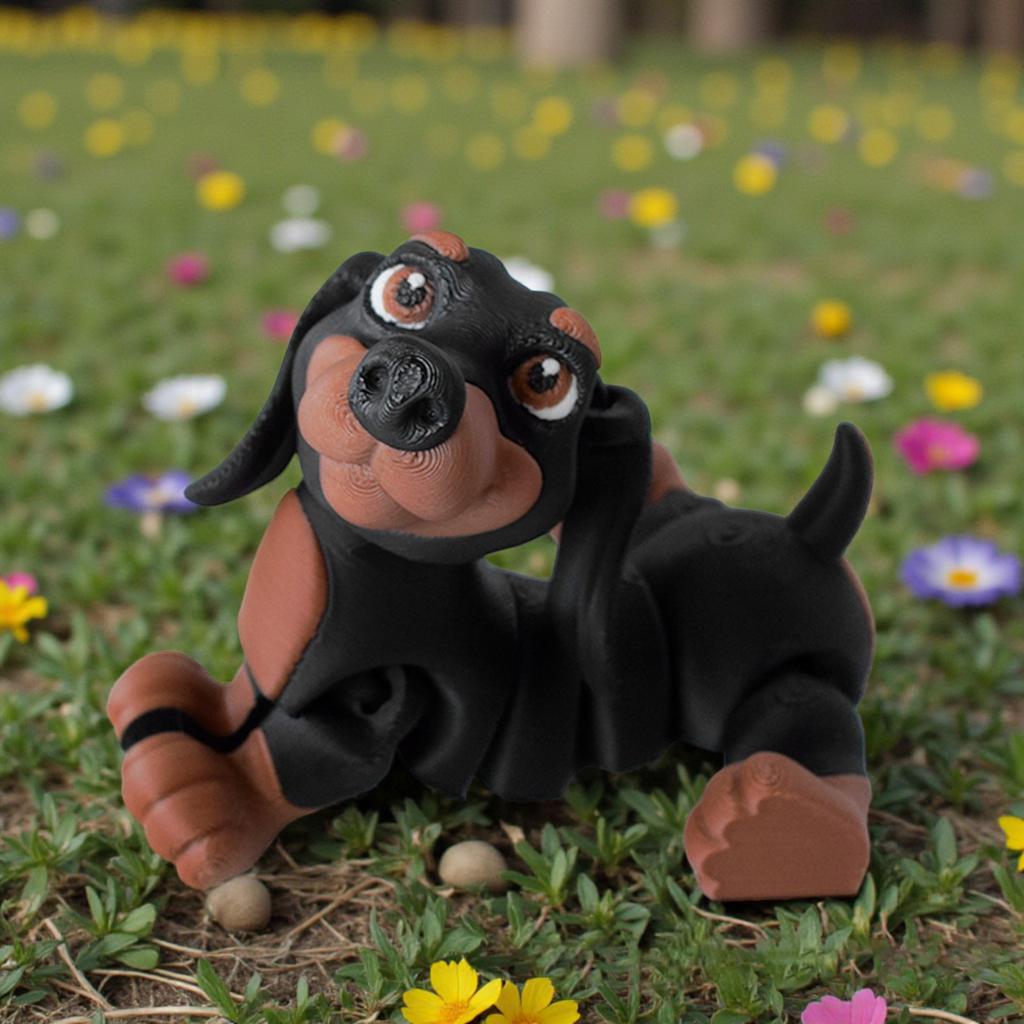 Cute Pet Dachshund 3D Printed Toys Joints Movable Simulation Animal Puppy Model Home Office Decor Ornaments Decompression Toys