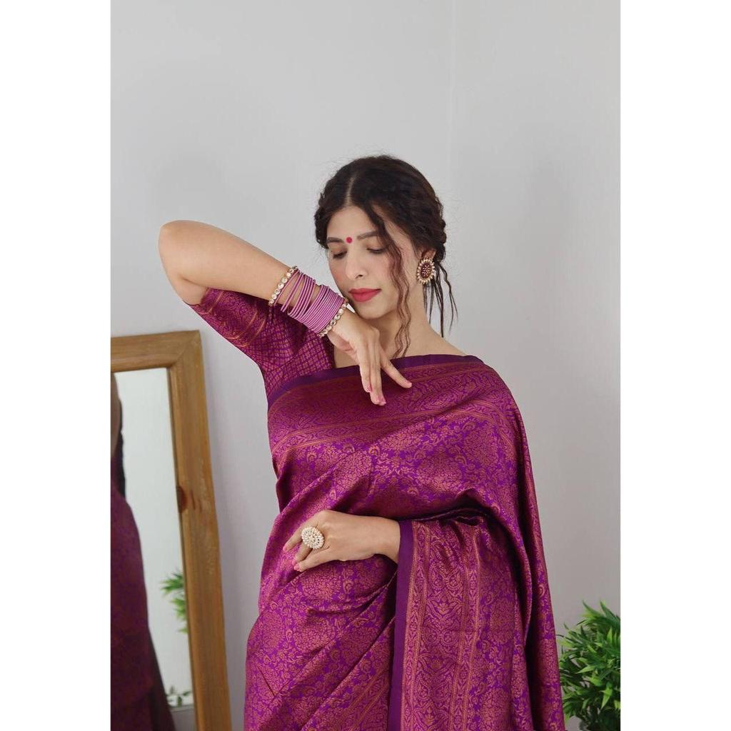 This Beautiful Saree Is Elegantly Decorated with Gorgeous Solid Jacquard Weave That Gives a Perfect Look To the Outfit.
