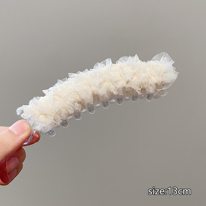 French Chiffon Solid Color Banana Claw Clip Fashion Ponytail Barrettes Large Hair Clip Hairpins Women Hair Accessories Gifts