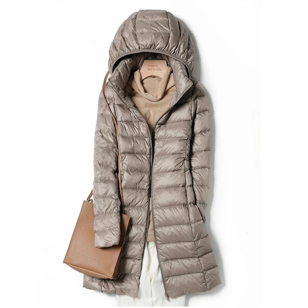 OFTBUY Slim Remove Hooded Parka Fashionable Outerwear 2023 Winter Womens Down Jackets Long Light Thin Coat Puffer Jacket