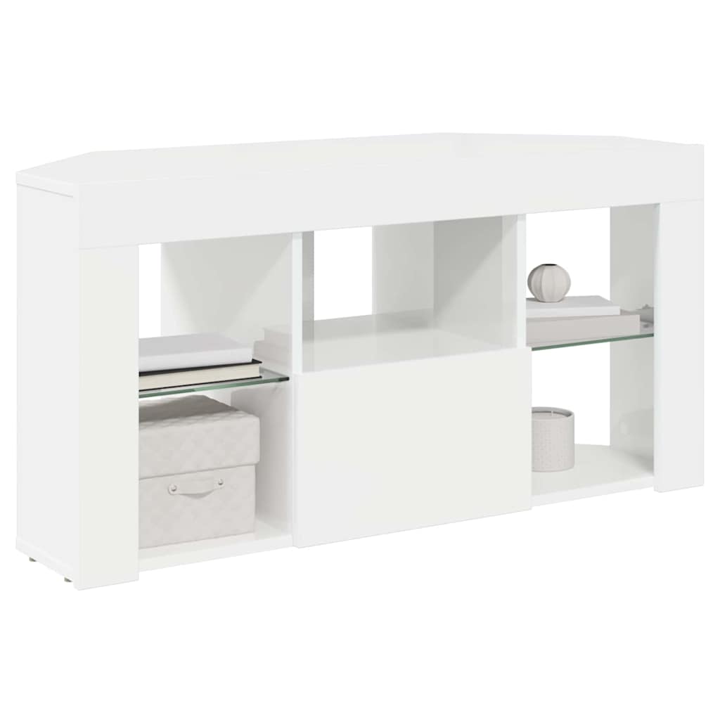 Eck LED TV Schrank Wandmontage Glänzend Weiß 100 x 40 x 50 cm