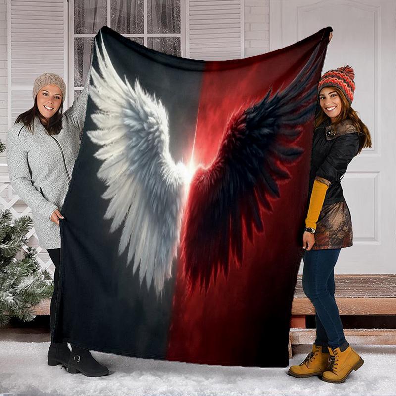 Angel Devil Fantasy Art Print Blanket Soft Comfortable All Seasons Couch Office Nap Travel Blanket Birthday Gift Christmas Present