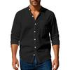 2026 Spring and Autumn Linen Shirt, Long Sleeve, Stand Collar, Breathable, Casual, Versatile Men's Shirt