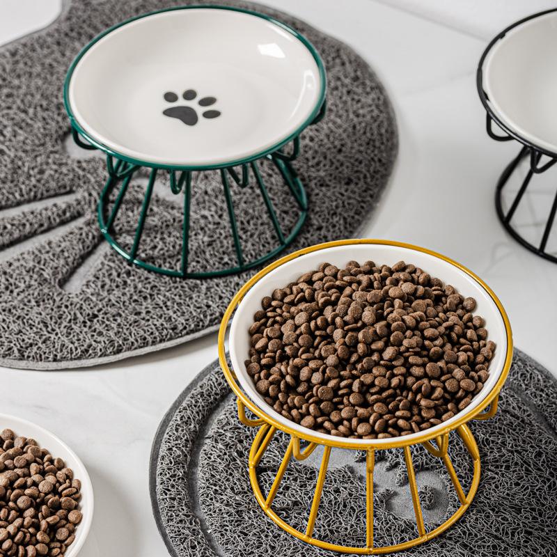 Keramická zvýšená miska pro mazlíčky Jídlo Voda Pamlsky Pro Kočky A Psa Kočičí Stojanová Miska Psí Potřeby Venkovní Krmení Pítka Příslušenství