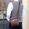 Men's Casual Crossbody Briefcase Backpack Korean Business PU Leather Business Solid Color Messenger Bag