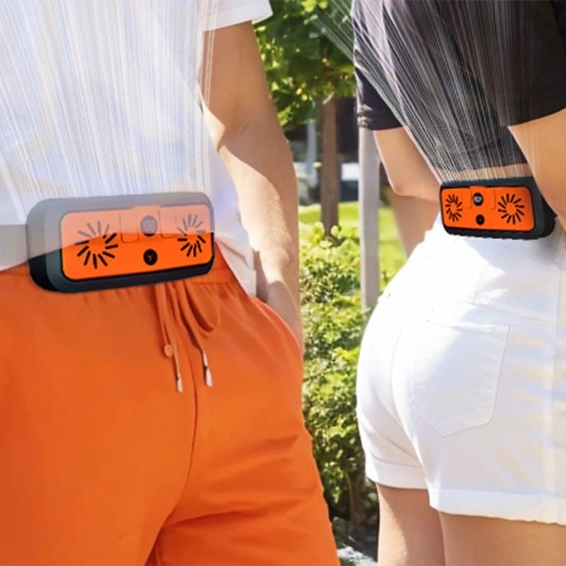Outdoor Waist Fan Leafless Hanging Charging Lighting Function 4 Speed Mini Portable Strong Cooling Fan Camping