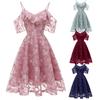 Dámské šaty Vintage princezna s květinovým krajkovým koktejlovým výstřihem večírek Aline Swing