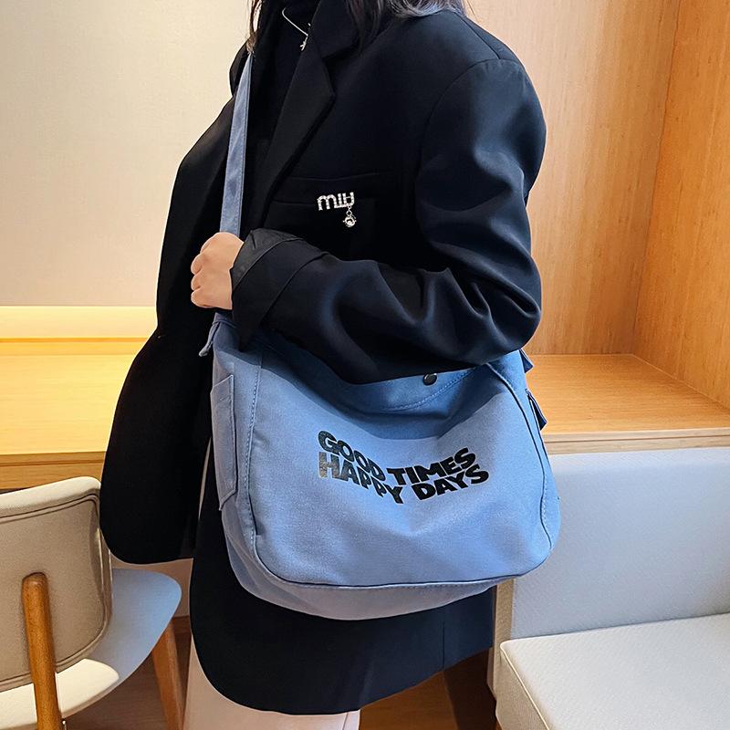 Canvas Bag New Shoulder Bag Stylish and Simple Harajuku Messenger Bag Large Capacity