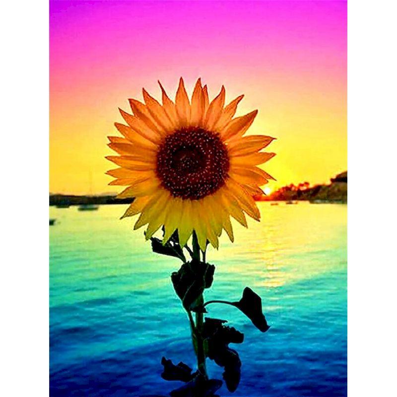 Full Diamond Embroidery Sunflower Diamond Mosaic Painting Kits Sunsetting Scenery Creative Hobbies Pictures Home Deco