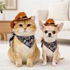 1 Set Kat Cowboy Kostuum, Verstelbare Cowboyhoed En Retro Bandana Sjaal, Schattige Kat Cowboy Outfit voor Katten Kleine Honden, Westelijke Stijl Huisdier Accessoires