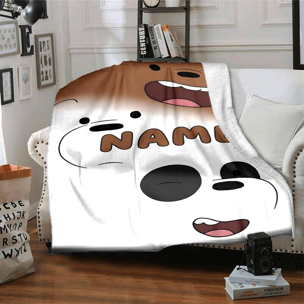 Cute Animal Faces With Cozy Personalized Blanket Customize Text Comfortable Texture Throw For Sofa Couch Office Bed Picnics Ideal For All Seasons