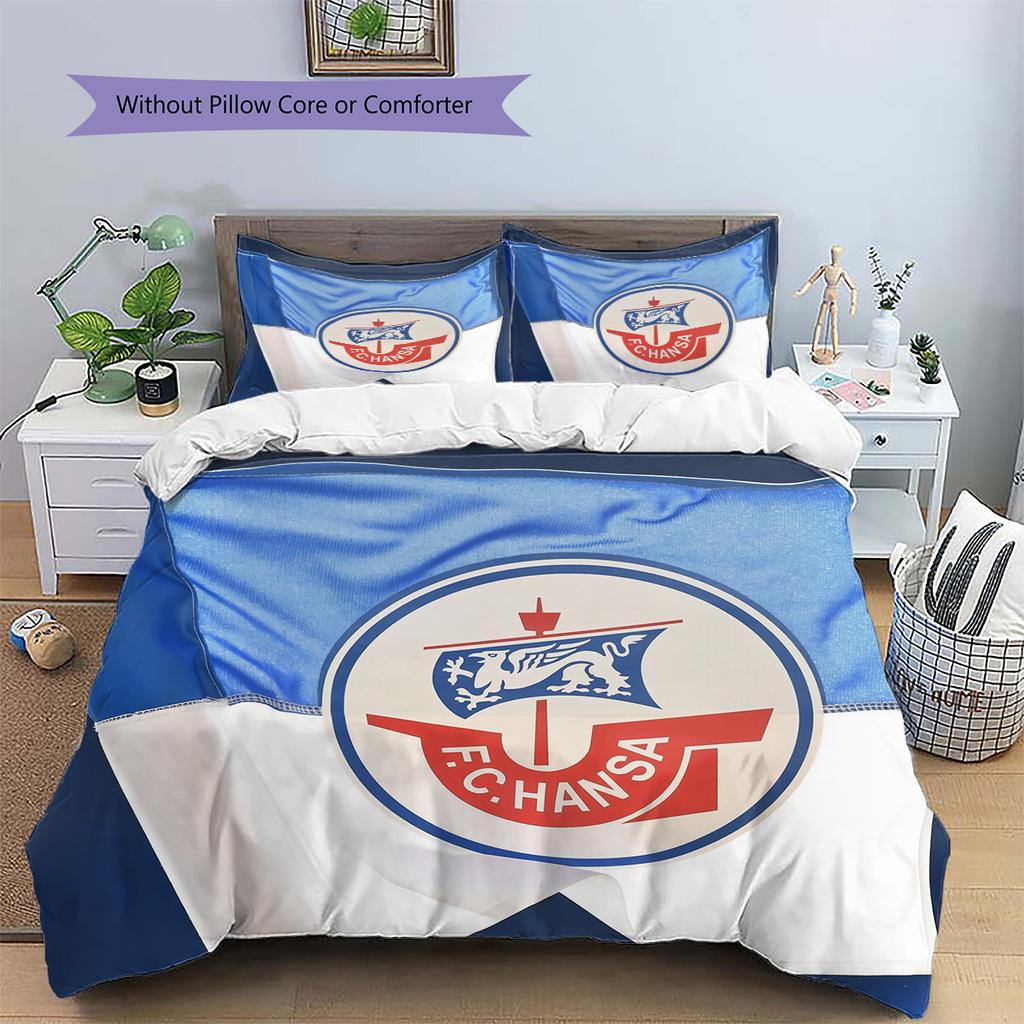 Lufthansa team Pattern Bedding Home Decoration Birthday Gift (1 * duvet cover + 2 * pillowcase, without core)