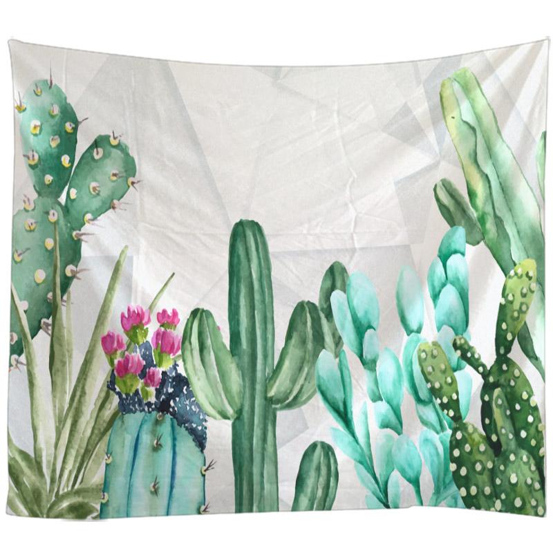 Cactus Decor Tapestry Watercolor Printed Wall Hanging Bedroom Living Room Dorm Tapestry Beach ThrowTable RunnerCloth