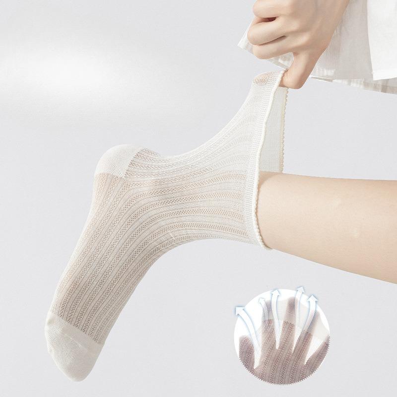 Summer Thin Black Ear-trimmed Socks, Women's Lace Breathable Mesh Breathable Women's Socks, Ballet Style Tube Pile Socks