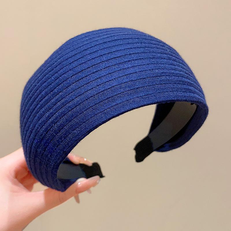 Internet Celebrity's Same Solid Color Wide Edge Striped Yarn Headband High Head Headband French Gentle Atmosphere Hair Accessory
