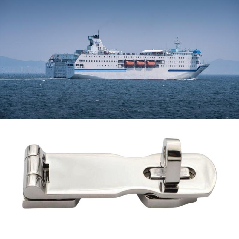 1 Pair Marine Grade 316 Stainless Steel Door Hasps Easy Installation Swivel Safety Hasp with Turning Padlock Eye Mount
