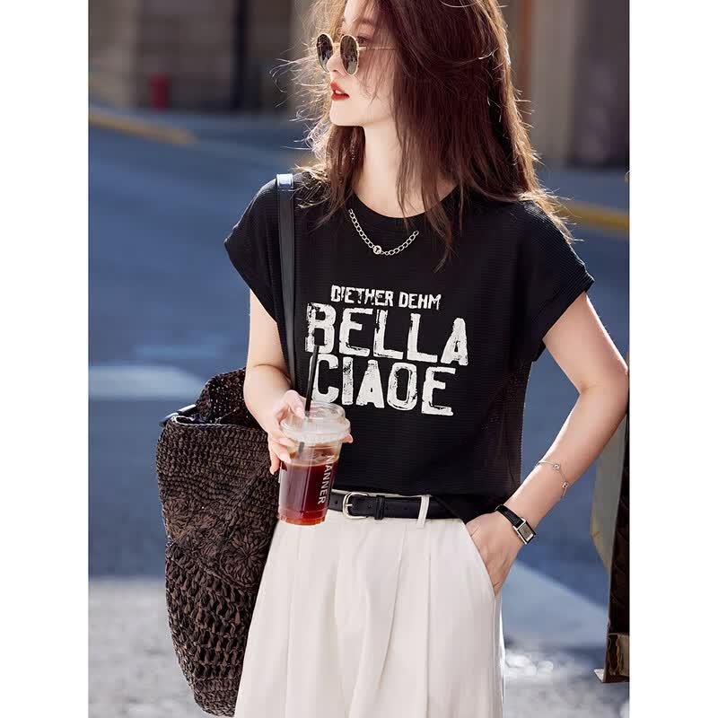 Women's Letter Print Short Sleeve T-shirt