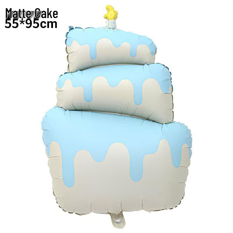 3D Cartoon Birthday Cake Balloon - Foil Decoration for Kids' Parties