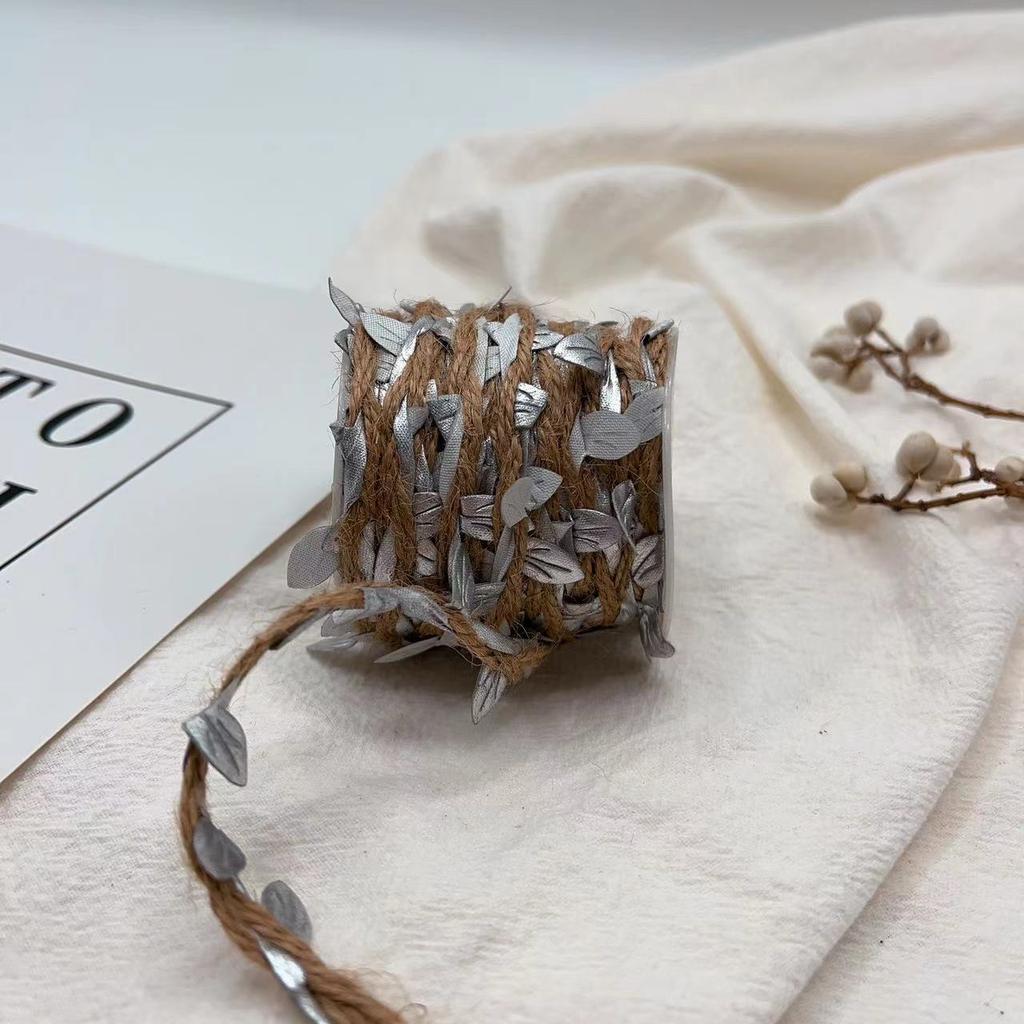 Simulation Leaf Hemp Rope Color Woven Rope Handmade Wedding Packaging Diy Rattan Decorative Green Leaf Hemp Rope 10 Meters
