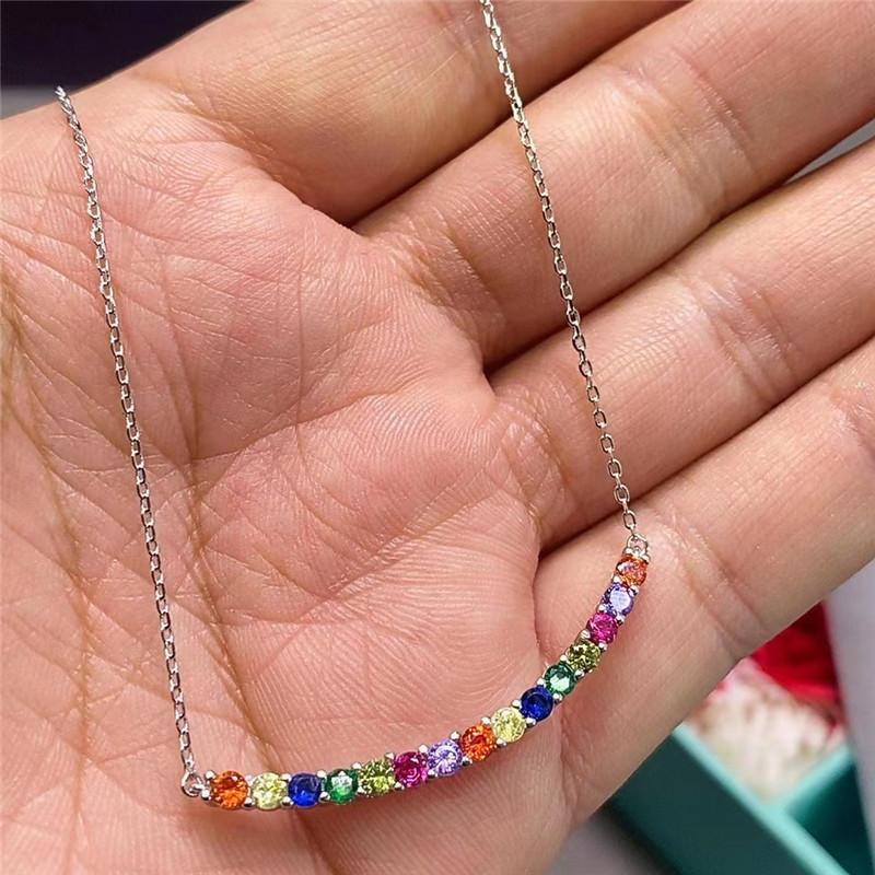 Colier zâmbitor S925 din argint pur Mosang Stone T Home Proces simplu de galvanizare cu platină pentru femei