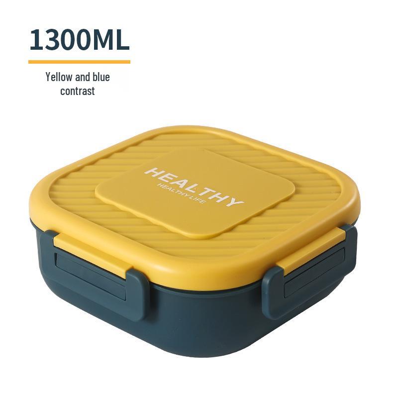 Microwavable Japanese-Style Wheat Straw Lunch Box Set with Compartments for Students and Office Workers