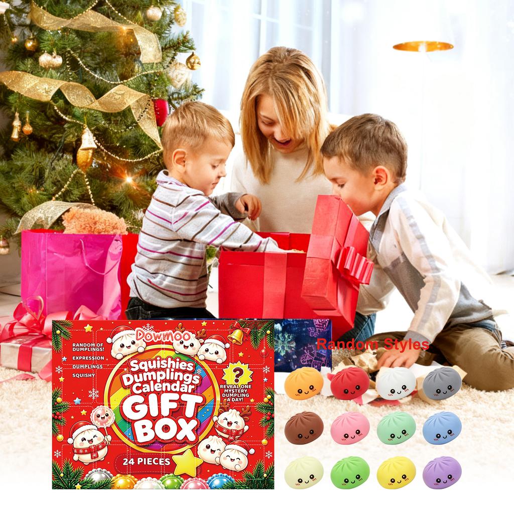DOWMOO Merry Christmas Gift Box 24-Grid Countdown Blind Box Random Soft Cute Squeeze Toys Holiday Ornaments Other Toys