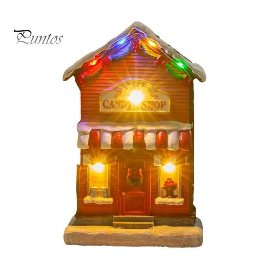 

Фигурка в виде рождественского домика, освещенная деревенским домиком с музыкой, светодиодная подсветка на батарейках, смоляная столешница, центральный элемент для рождественского украшения D