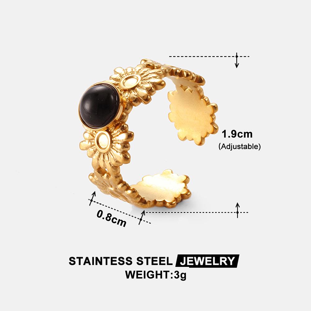 Bohemian Turquoise Stainless Steel Adjustable Ring - Women's Colorfast Titanium Jewelry