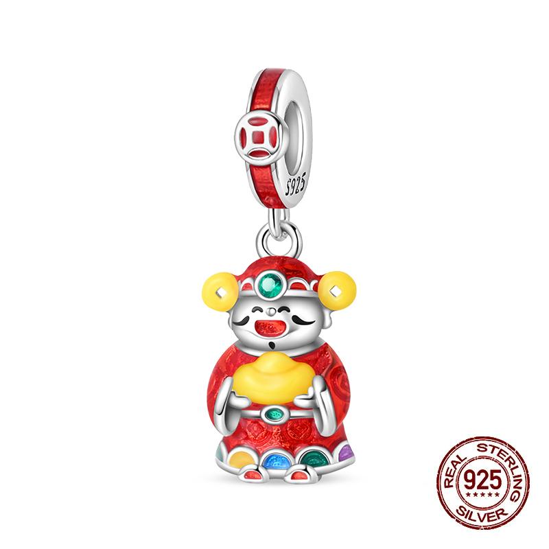 925 Silver Lantern Chinese Knot Charms New Year's Traditional Beads Fit 3mm 925 Exquisite Bracelets Fashion DIY Jewelry Gifts