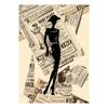 Abstract Fashion Girl In Newspaper Canvas Painting Vintage Poster and Prints Nordic Wall Art Picture for Living Room Home Decor