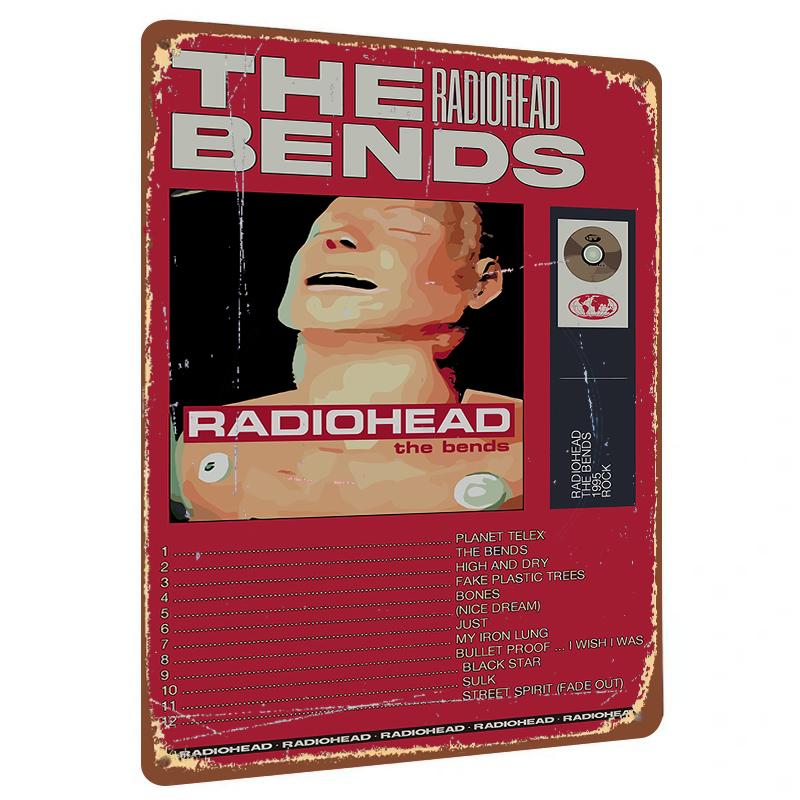 

Radiohead The Bends Album Cover Art Custom Metal Tin Sign Vintage Music Decor for Home Bar Wall Decoration 20x30cm（7.8x11.8inch）