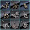 New Fashion Antique Silver Color Flying Animal Insect Necklace Butterfly Dragonfly Bee Cicada Pendant Necklace Gift For Women