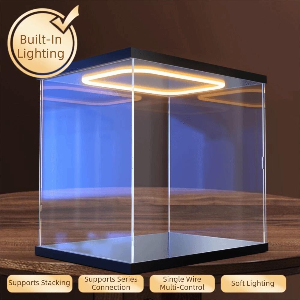 Clear Acrylic Acrylic Display Case Ring LED Lights High Transparent Display Box Dust-proof Modern Style Storage Box