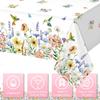 3 Pack Spring Summer Floral Tablecloth Decorations, Wildflower Plastic Disposable Table Cloth, Wild Flower Rectangle Table Cover for Garden Picnic