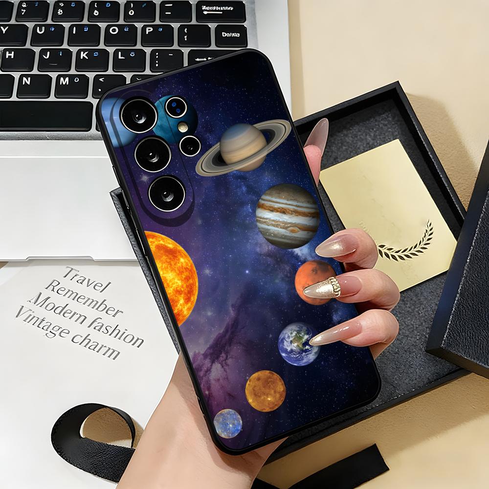Space Planet Phone Case For Samsung S26 S25 S24 FE S23 S22 S21 Plus S20 Ultra Note20Ultra Black Soft Shell