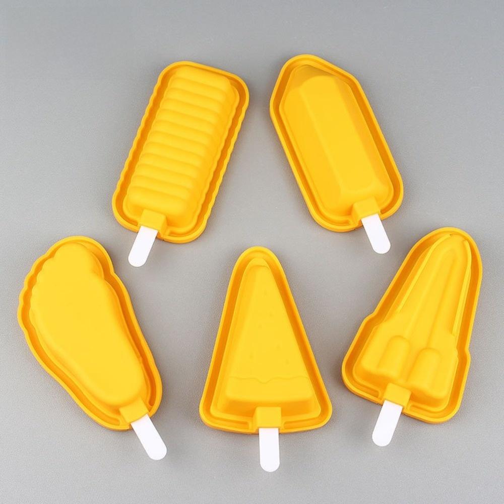 5Pcs Reusable Ice Cream Making Tools Silicone Ice Lolly Mold Creative Popsicle Moulds