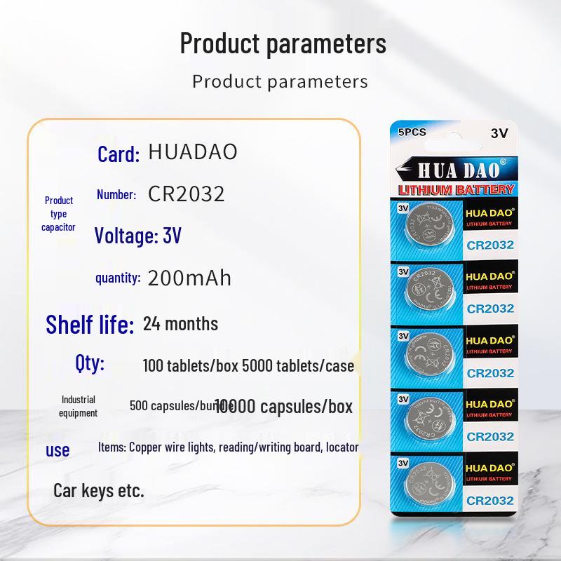 CR2032 3V Lithium Manganese Button Battery for Watches, Remotes, and Car Keys