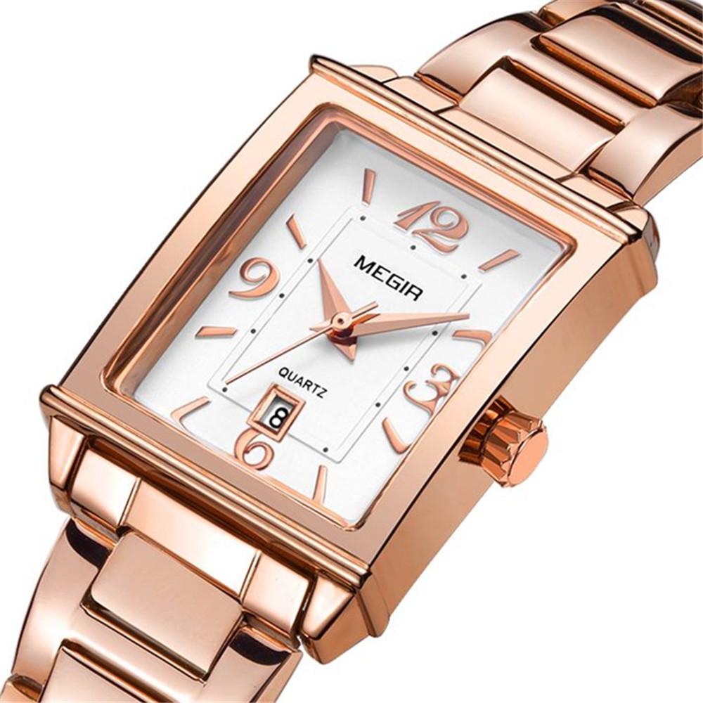Megir Ladies Watches Rose Gold Luxury Women Bracelet Watch for Lovers Fashion Girl Quartz Wristwatch Clock Relogio Feminino 1079