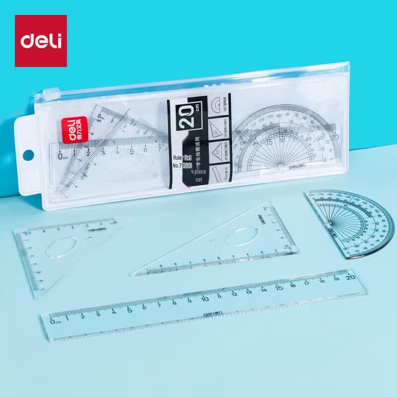 Deli 4-Piece Drawing Ruler Set