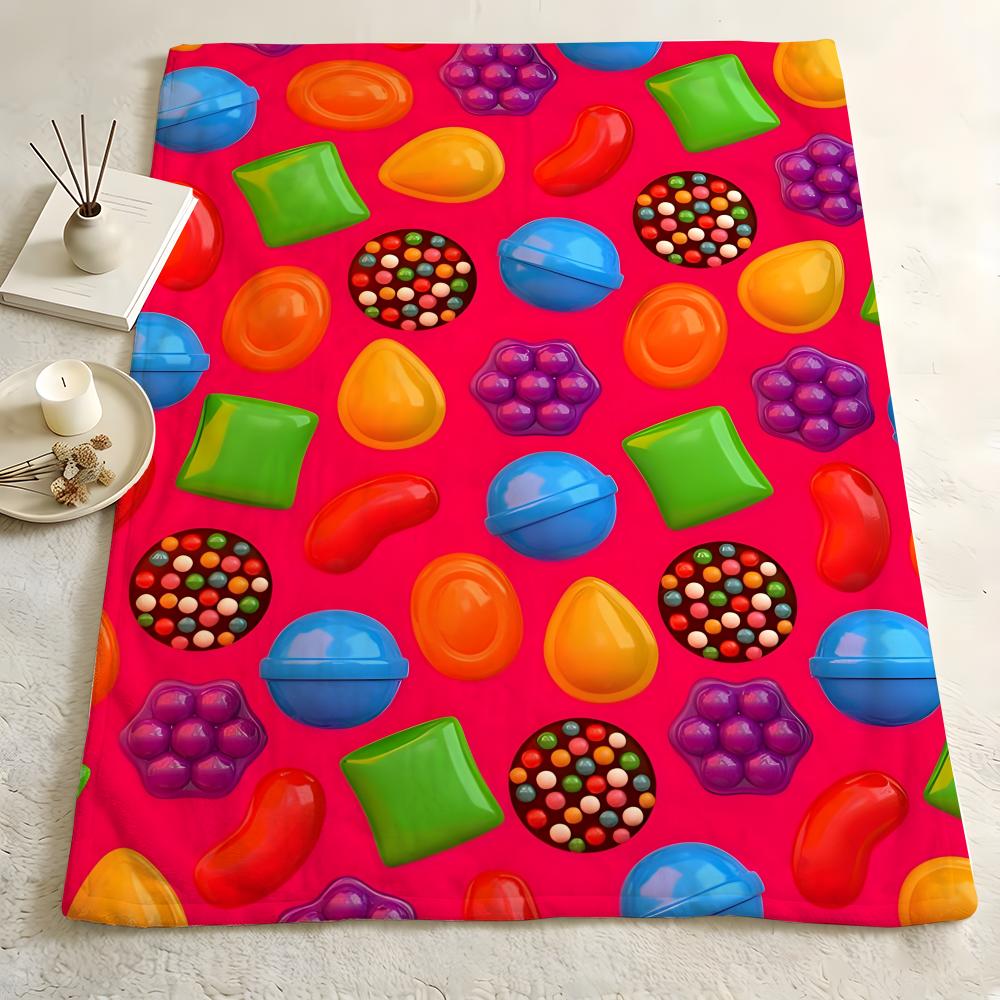 Game C-Candy C-Crush S-Saga Throw Flannel Blanket Skin Soft Suitable for Sofa Living Room Bed Travel and Gifts