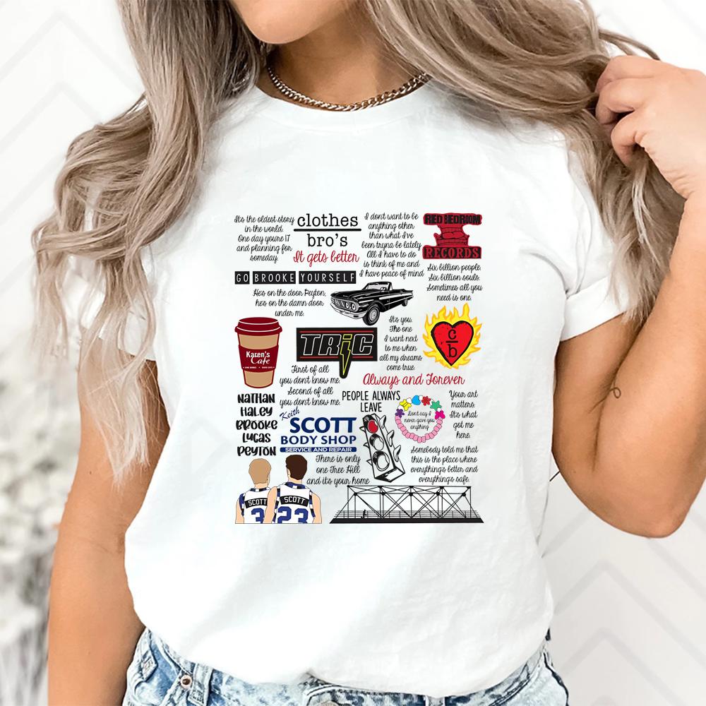 

OTH Collage T Shirts OTH Shirt Keith Scott Body Shop Tee Nathan Scott Shirt Pop Culture Tee Unisex Short Sleeves Crewneck Tops S