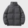 Chaqueta de Plumas de Invierno para Hombre con Cuello Alto y Corte Holgado - Estilo Coreano, Color Sólido, Abrigo Cálido de Algodón para Parejas