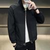 Men Jacket Stand Collar Long Sleeve Zipper Placket Jacket Coat Solid