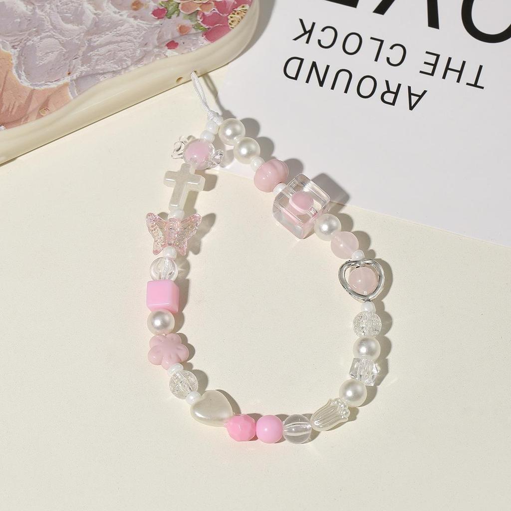 Stylish Floral Pearl Beaded Phone Lanyard for Women – Light Luxury, High-End Feel, Anti-Lost Chain