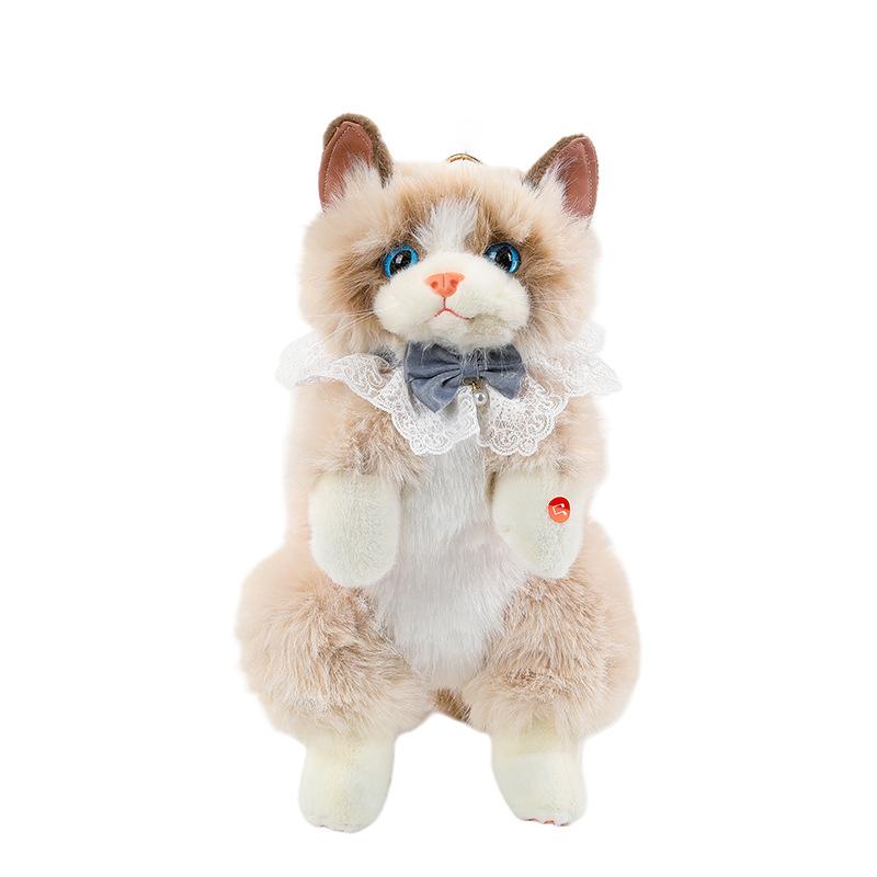 1Pcs Lolita Cartoon Personality Backpack With Sound Women Cat Plush Doll Small Capacity Daypack Cute Realistic Ragdoll Backpack