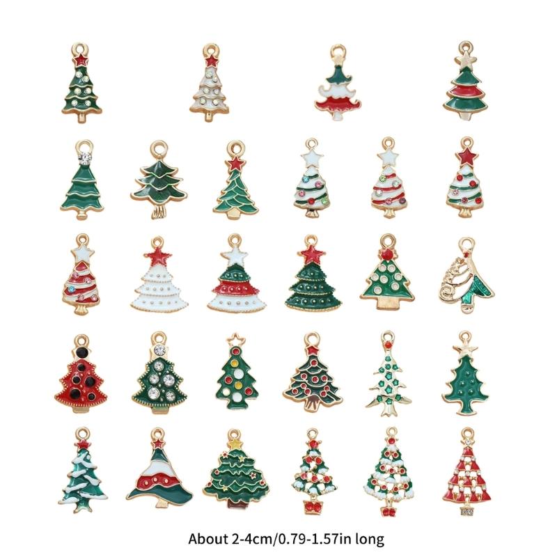 Christmas Enamel Charms for Jewelry Making, Mini Christmas Tree Pendants Charm for DIY Necklace Bracelet Earrings Making